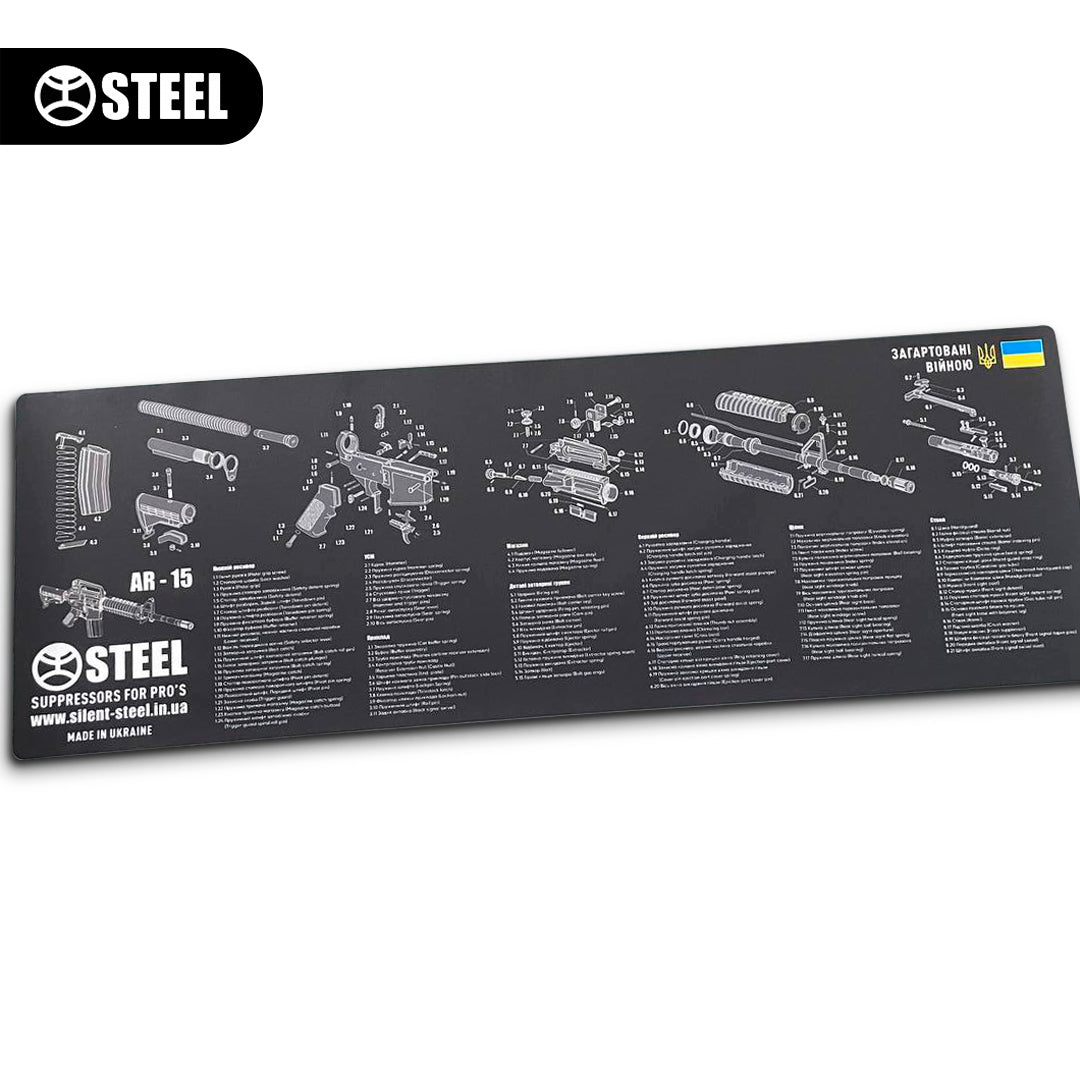 Килимок для чищення зброї з вибух-схемою гвинтівки AR-15