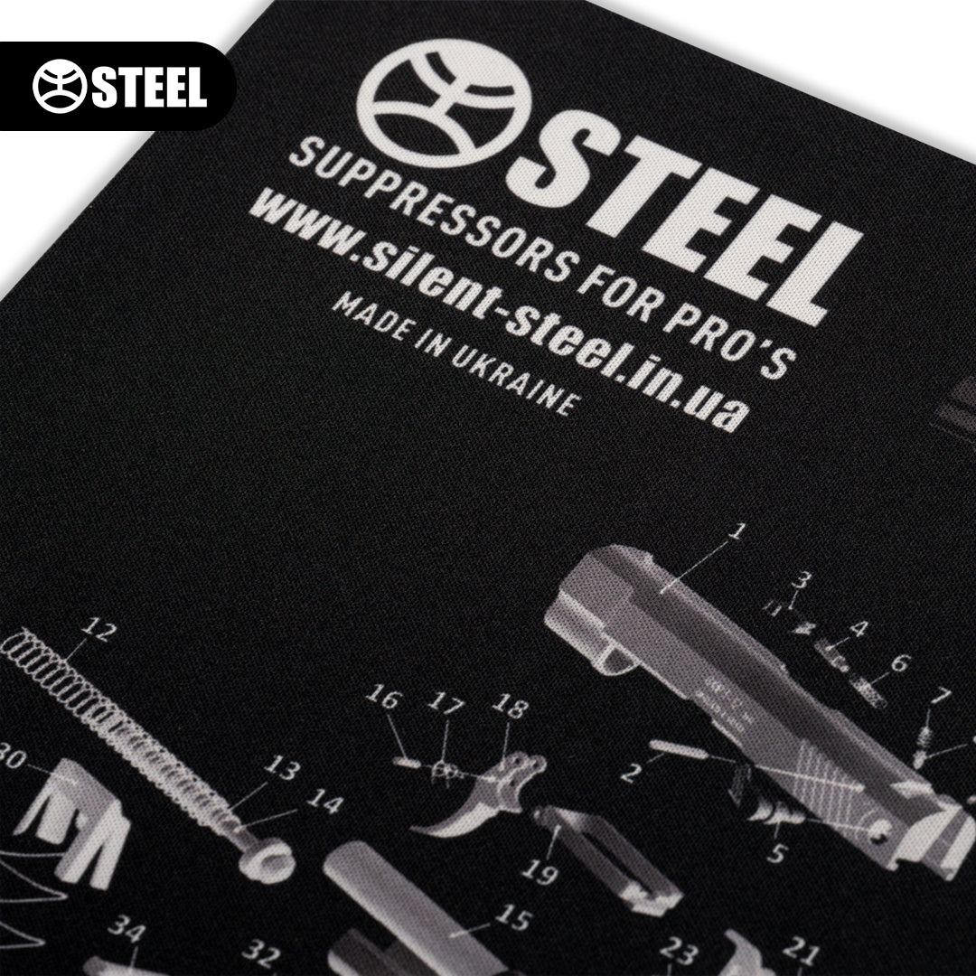 Килимок для чищення зброї з вибух-схемою пістолету ФОРТ 12