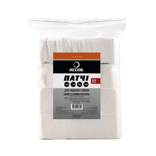 Патчі для чищення зброї Recoil калібр 6PPS, 264 Caliber/6,5mm, 243 Caliber, 6,8mm (.270-.277), 7 mm (.284) 600 шт