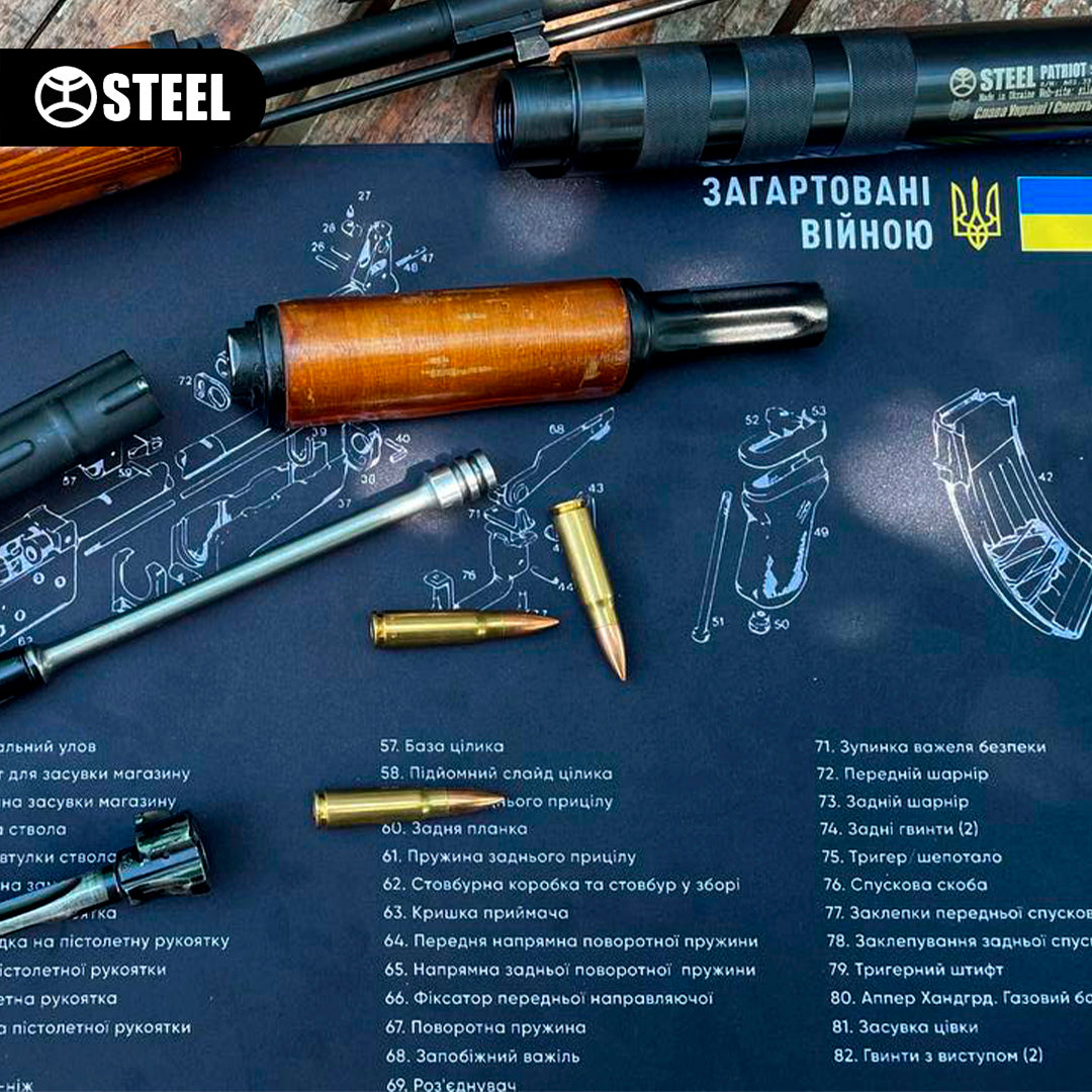 Килимок для чищення зброї з вибух-схемою гвинтівки Калашнікова АК-47/74