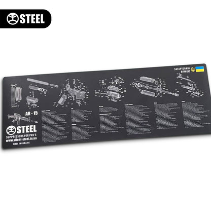 Коврик для чистки оружия со взрыв-схемой винтовки AR-15