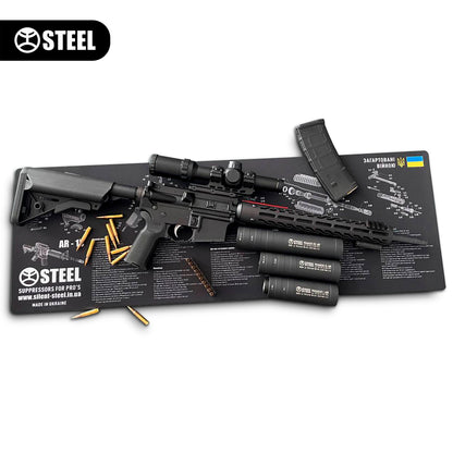 Коврик для чистки оружия со взрыв-схемой винтовки AR-15