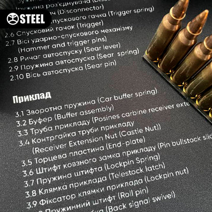 Коврик для чистки оружия со взрыв-схемой винтовки AR-15