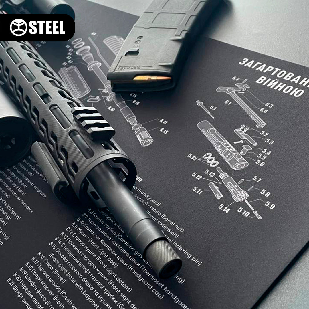 Килимок для чищення зброї з вибух-схемою гвинтівки AR-15