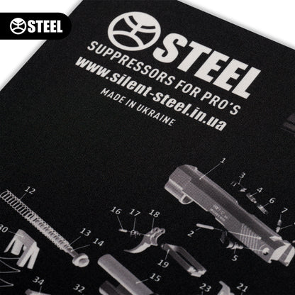 Коврик для чистки оружия с взрыв-схемой пистолета ФОРТ 12