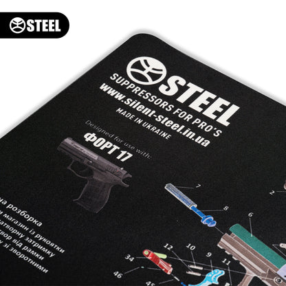 Коврик для чистки оружия с взрыв-схемой пистолета ФОРТ 17