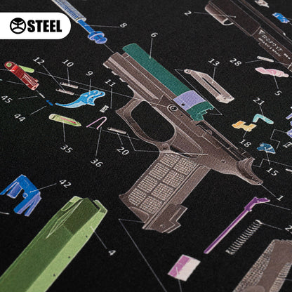 Коврик для чистки оружия с взрыв-схемой пистолета ФОРТ 17