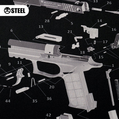 Коврик для чистки оружия с взрыв-схемой пистолета ФОРТ 17