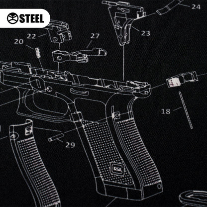 Килимок для чищення зброї з вибух-схемою пістолету Glock Gen 5