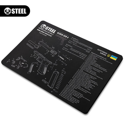 Коврик для чистки оружия с взрыв-схемой пистолета Glock Gen 4